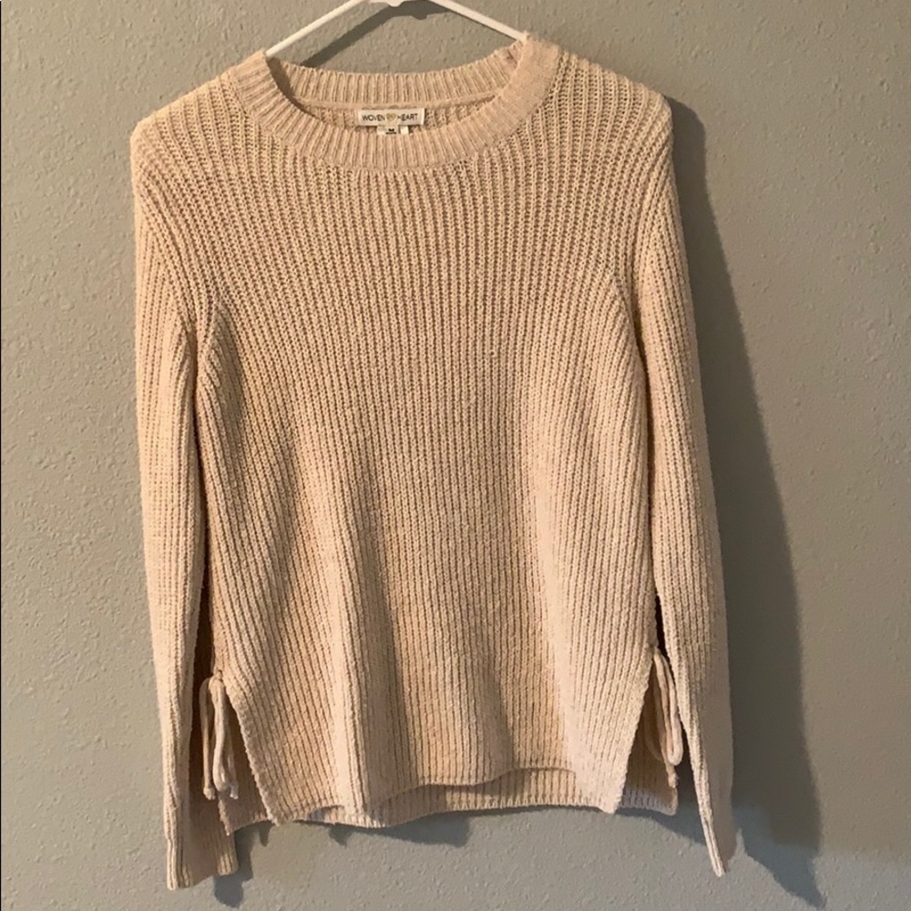 Cream Knit Sweater - Tie Sides